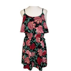 Elle, Floral Sleeveless Dress with ruffle top  , Size M